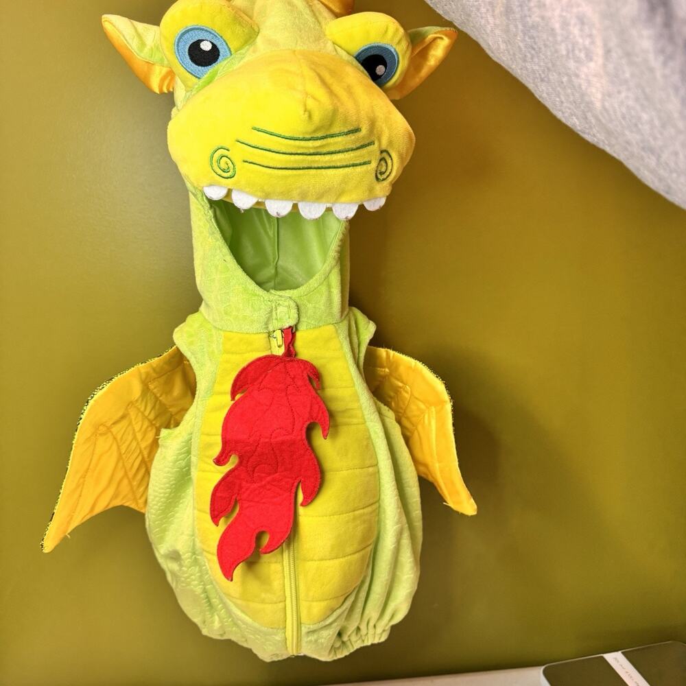 Dragon Costume Baby Infant 3-6mo Green Red Spooked Fire Breathing Halloween Cute